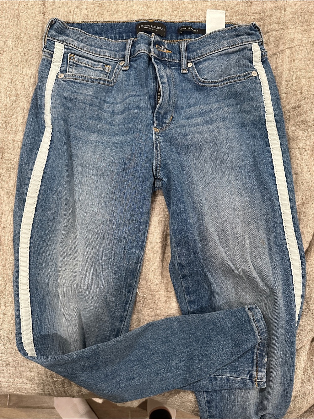 Banana Republic Women's Light Blue Jeans with White Side Stripes